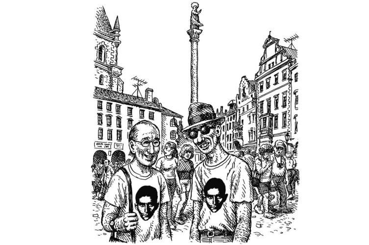 Autoren auf Touristentour. Die gezeichneten Kafka-Fans David Zane Mairowitz (l.) und Robert Crumb