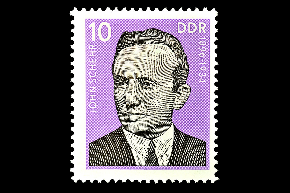 Briefmarke John Schehr, DDR 1976