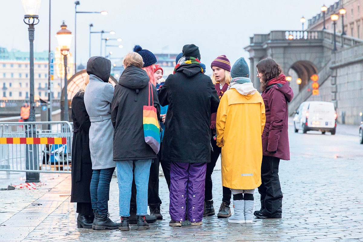 Greta Thunberg mit Freunden in Stockholm