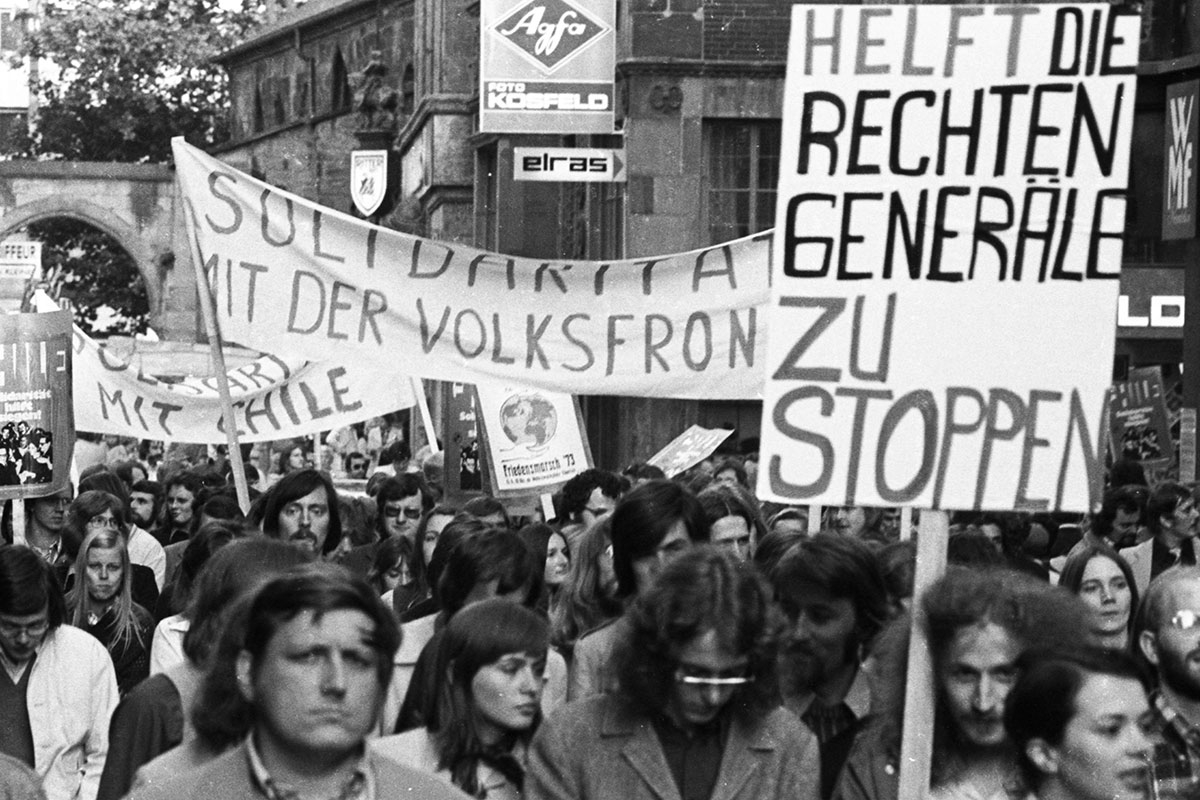 Demonstration gegen den Militärputsch in Chile und für die Erhaltung der Demokratie, 12.9.1973 in Dortmund