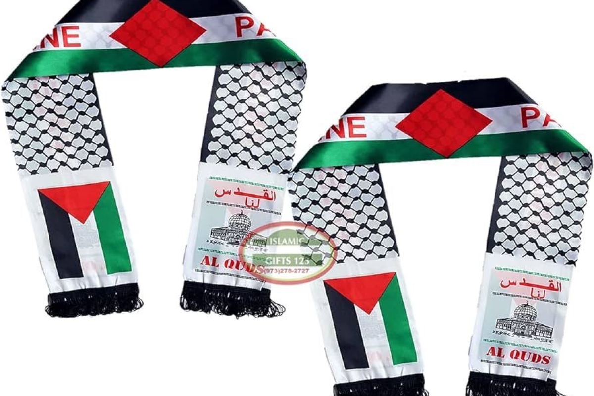Kufiya mit palästinensischer Flagge und al-Quds-Motiv