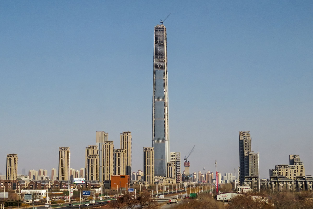 Fehlinvestition monumentalen Ausmaßes. Der Wolkenkratzer Goldin Finance 117 in Tianjin wurde nie fertiggestellt