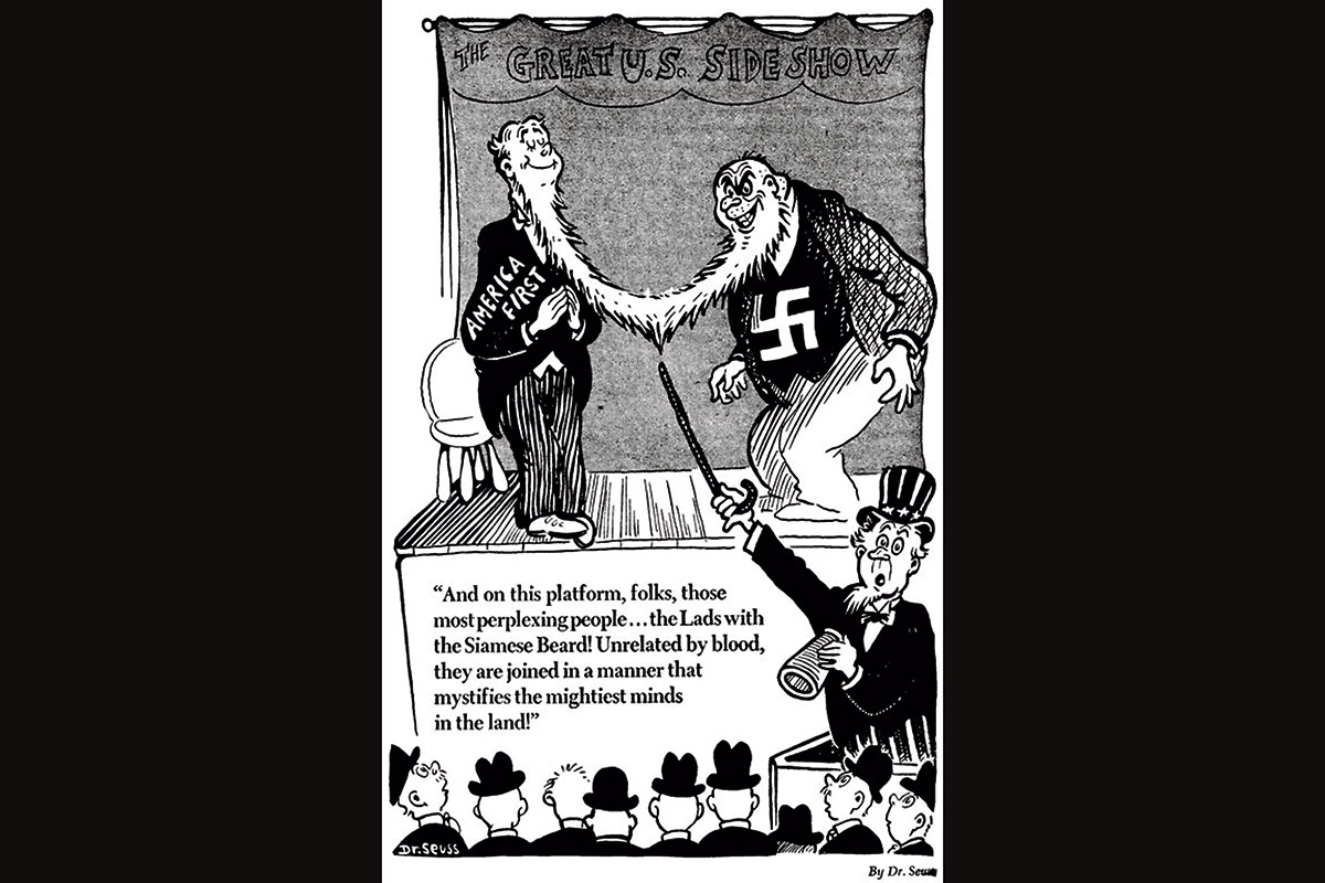 Spott über die ­Isolationisten. ­Zeitungskarikatur von Theodor Seuss Geisel, bekannt als Dr. Seuss, 1941
