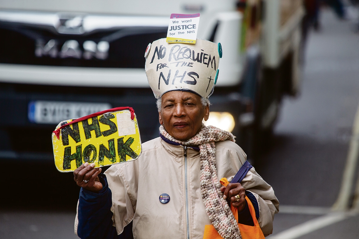 Demonstration für das staatliche Gesundheitssystem NHS in London