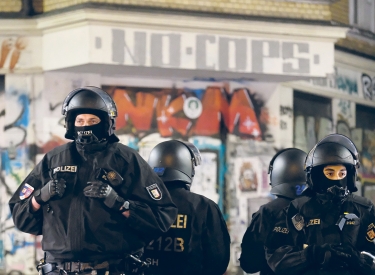 Polizistinnen und Polizisten am 23. Oktober in Leipzig