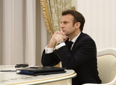 Emmanuel Macron beim Treffen mit Wladimir Putin in Moskau, 7. Februar