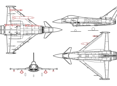 Ein Vierseitenriss des Eurofighters