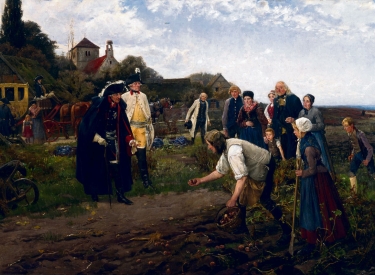 Der König inspiziert einen Bauern auf dem Acker, Gemälde
