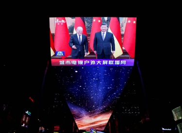 Scholz und Xi im chinesischen Fernsehen