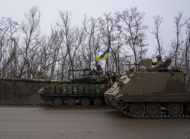 Ukrainische Panzer in der Nähe von Bachmut