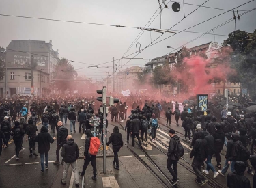Solidaritätsdemo »Wir sind alle Antifaschist:innen« im September 2021 in Leipzig-Connewitz