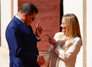 Abdul Hamid Dbeiba (l.) und Italiens Regierungschefin Giorgia Meloni