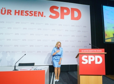 Nancy Faeser beim Landesparteitag der Hessen-SPD in Hanau