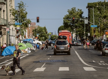 Das wohl bekannteste Armenviertel der USA: Skid Row in der Innenstadt von Los Angeles